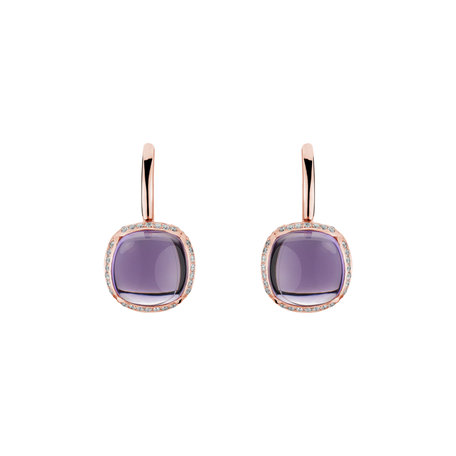 Náušnice s ametystem diamanty Mystic Drop