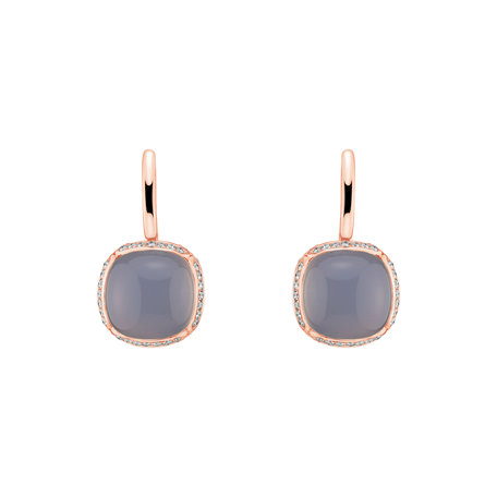 Náušnice s chalcedonem a diamanty Mystic Drop