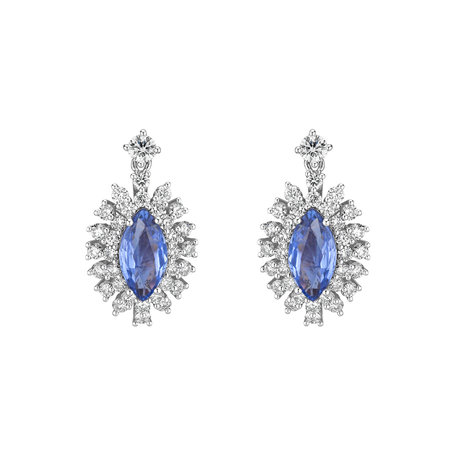 Náušnice s safírem a diamanty Sapphire King