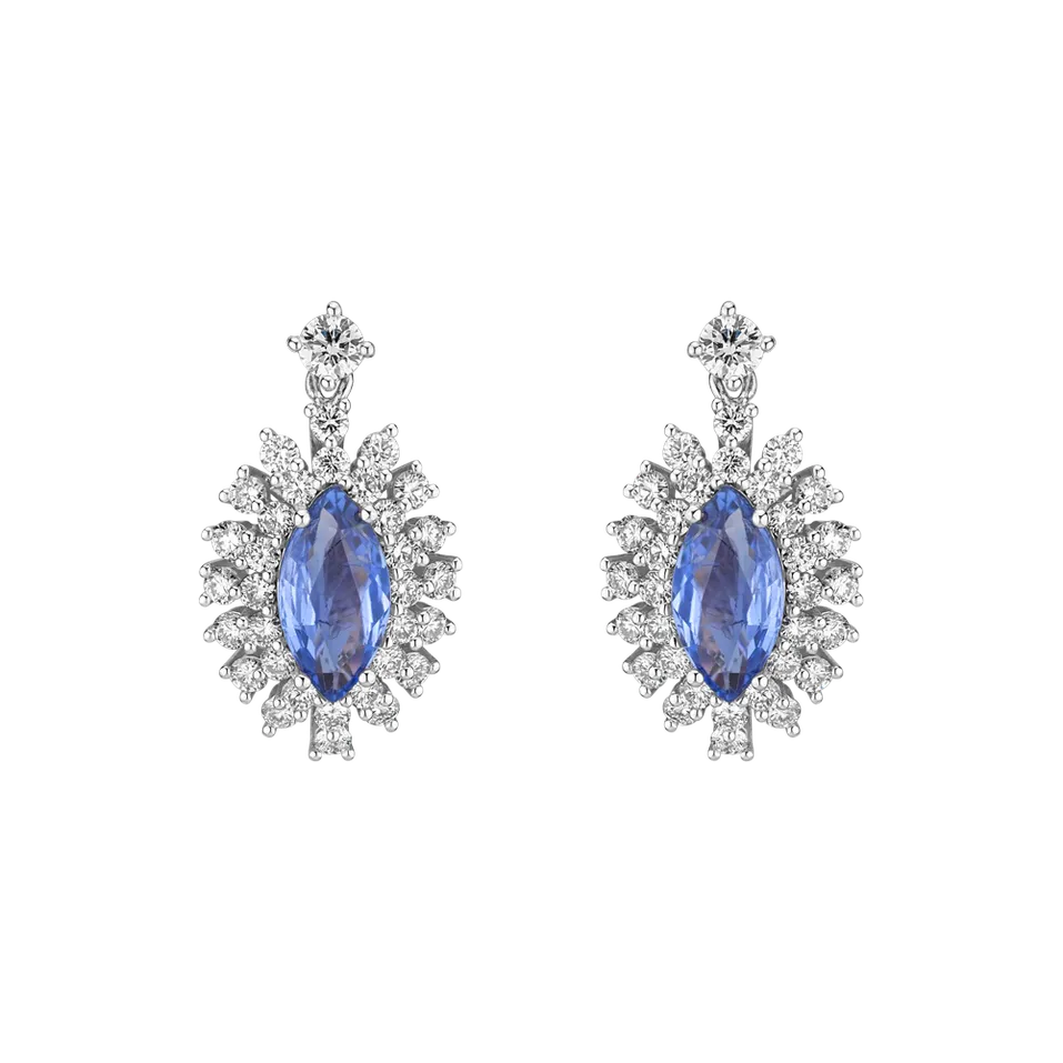 Náušnice s safírem a diamanty Sapphire King