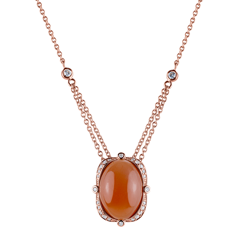 Náhrdelník s měsíčním kamenem a diamanty Wonder Nymph