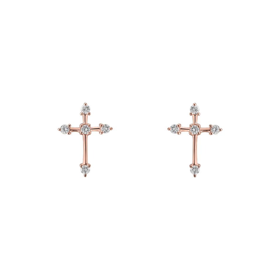 Náušnice s diamanty Passion Cross