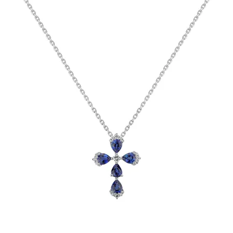 Přívěs s diamanty a safíry Temptation Cross