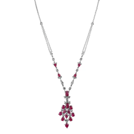 Náhrdelník s diamanty a rubíny Red Glance