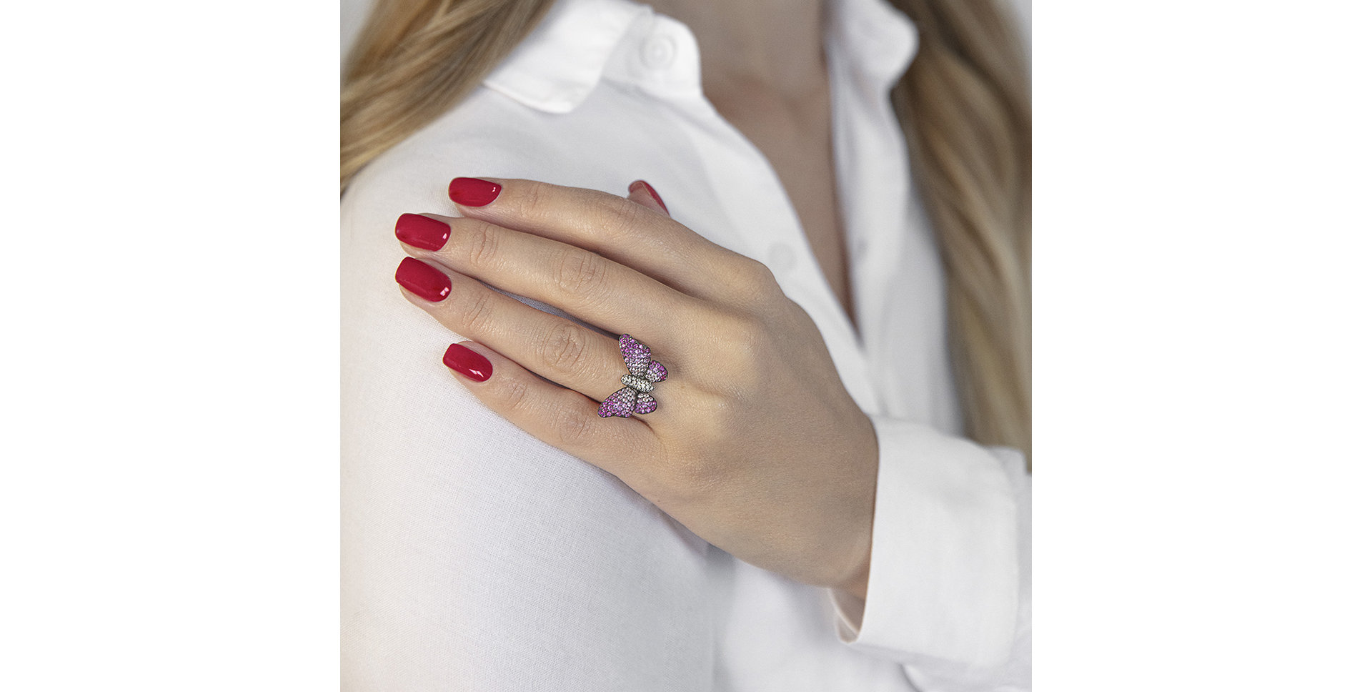 Prsten s diamanty a safíry Splendid Butterfly