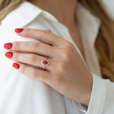 Prsten s rubínem, diamanty a safíry Ruby Rose
