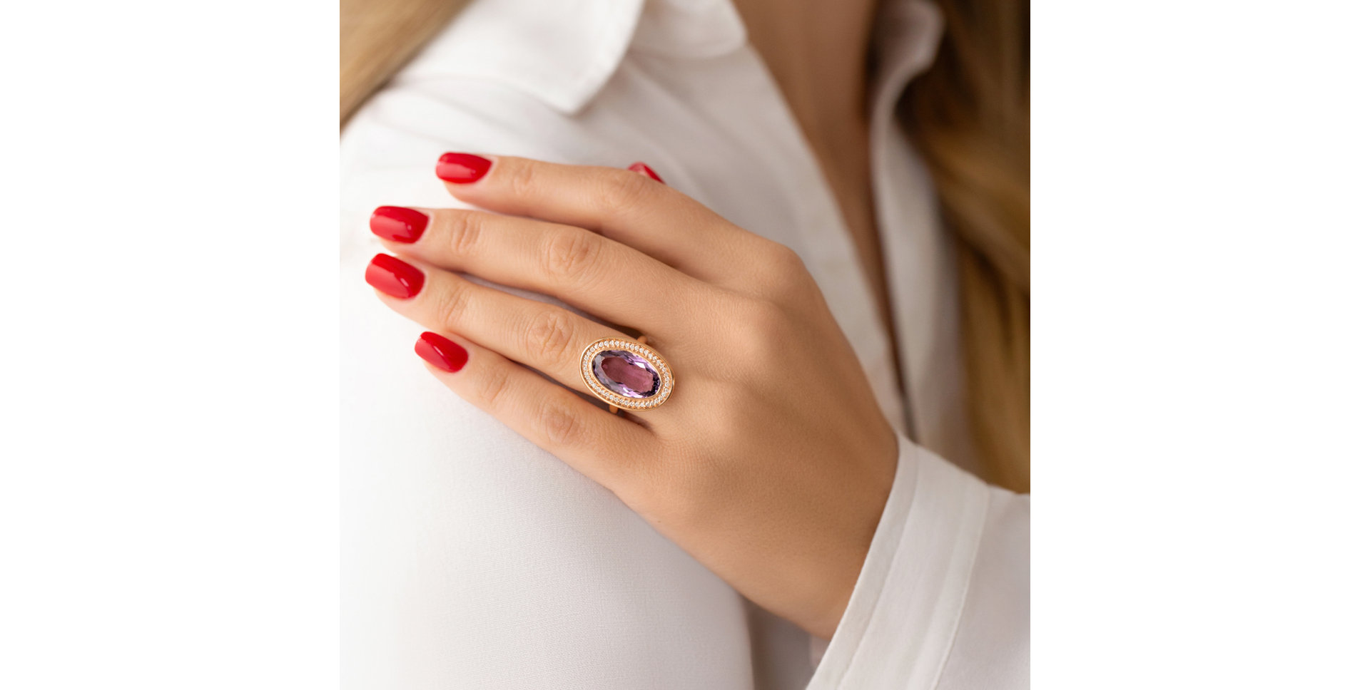 Prsten s ametystem a diamanty Odilon