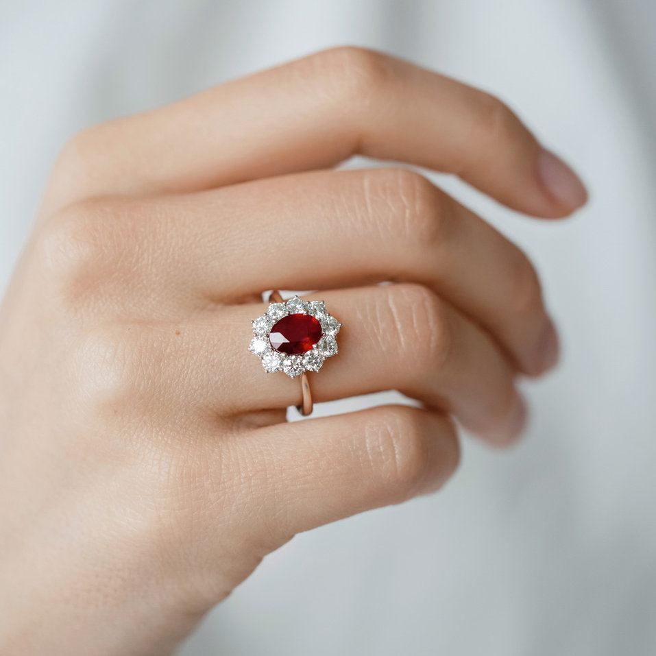 Prsten s safírem a diamanty Princess Joy