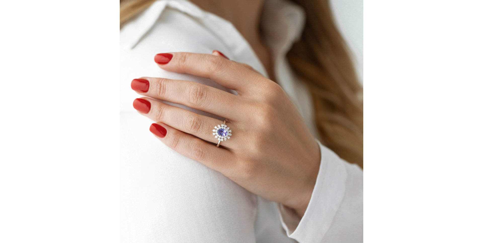 Prsten s tanzanitem a diamanty Fairytale Goddess