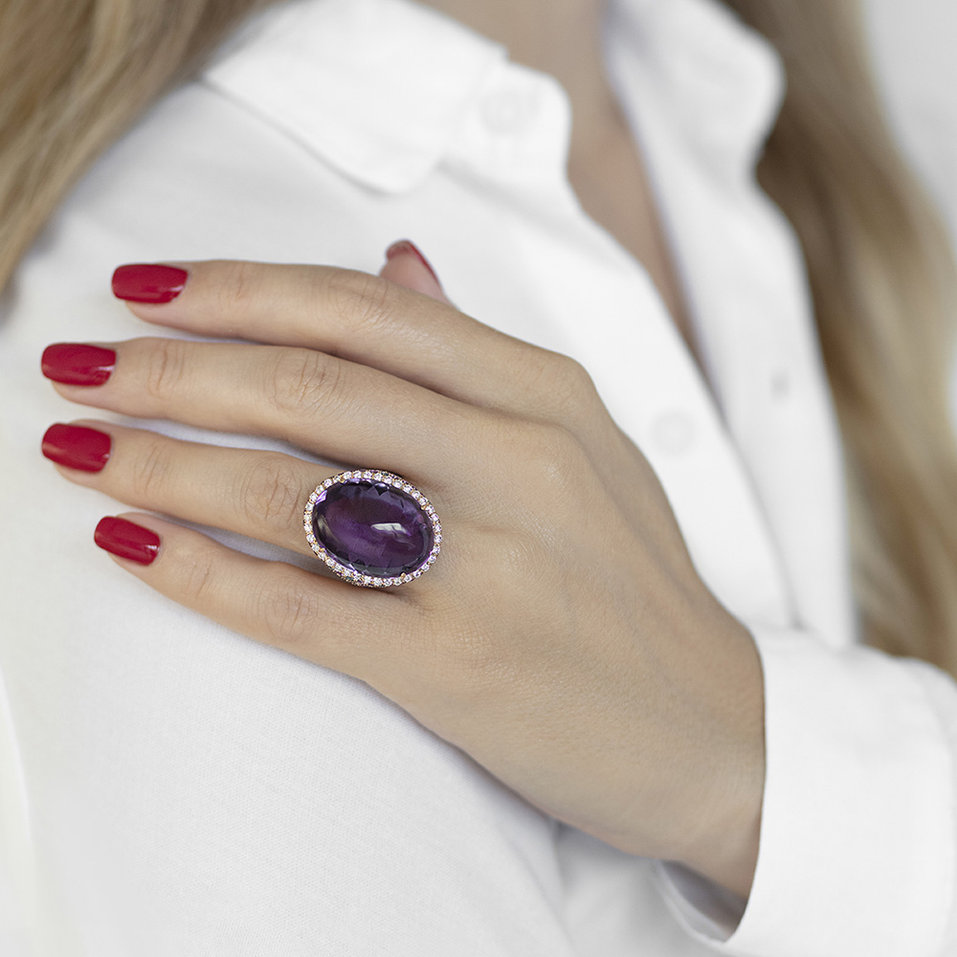 Prsten s topazem, diamanty a ametysty Inferno Symphony