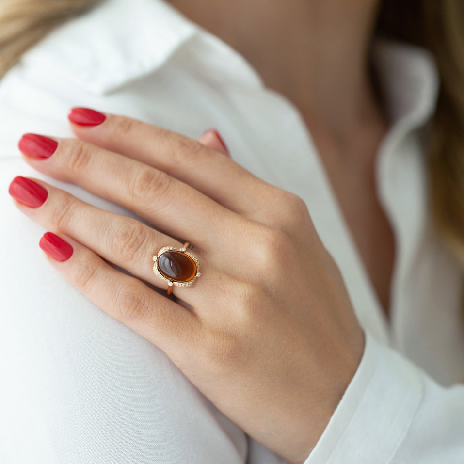 Prsten s quartzem diamanty Herbal love