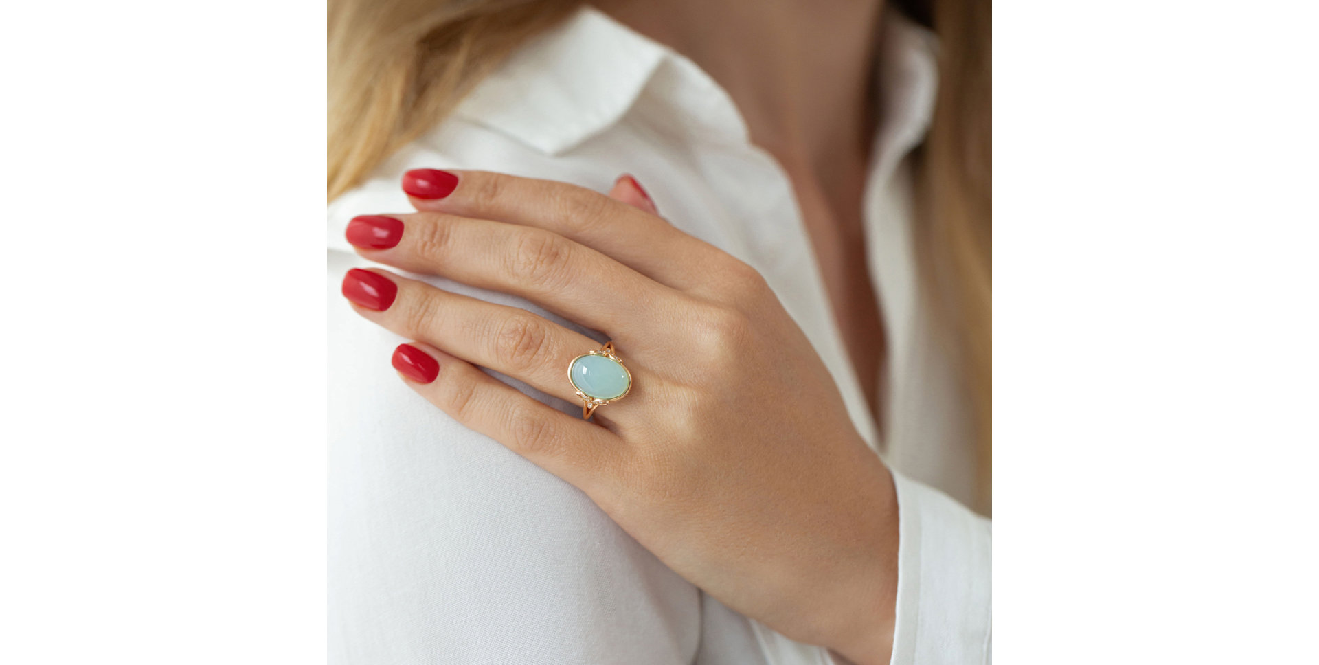 Prsten s chalcedonem a diamanty Princess Mystery