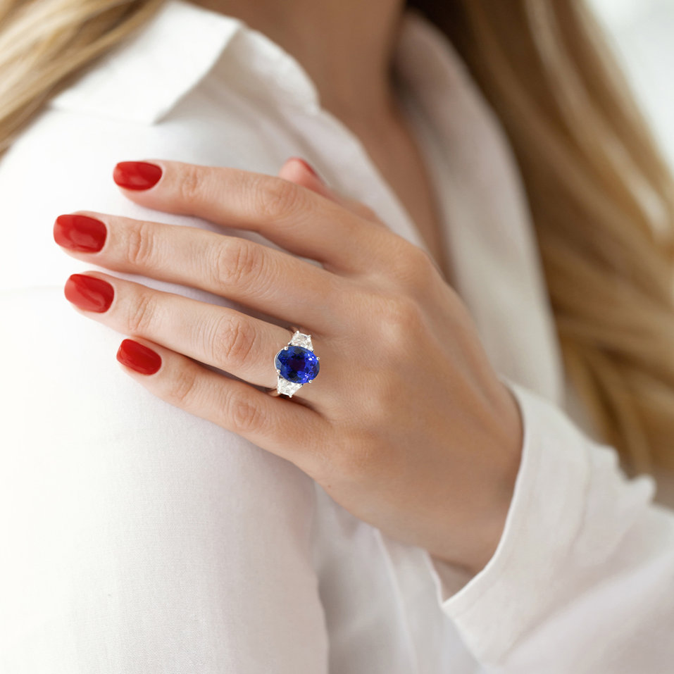 Prsten s tanzanitem a diamanty Galaxy Desire