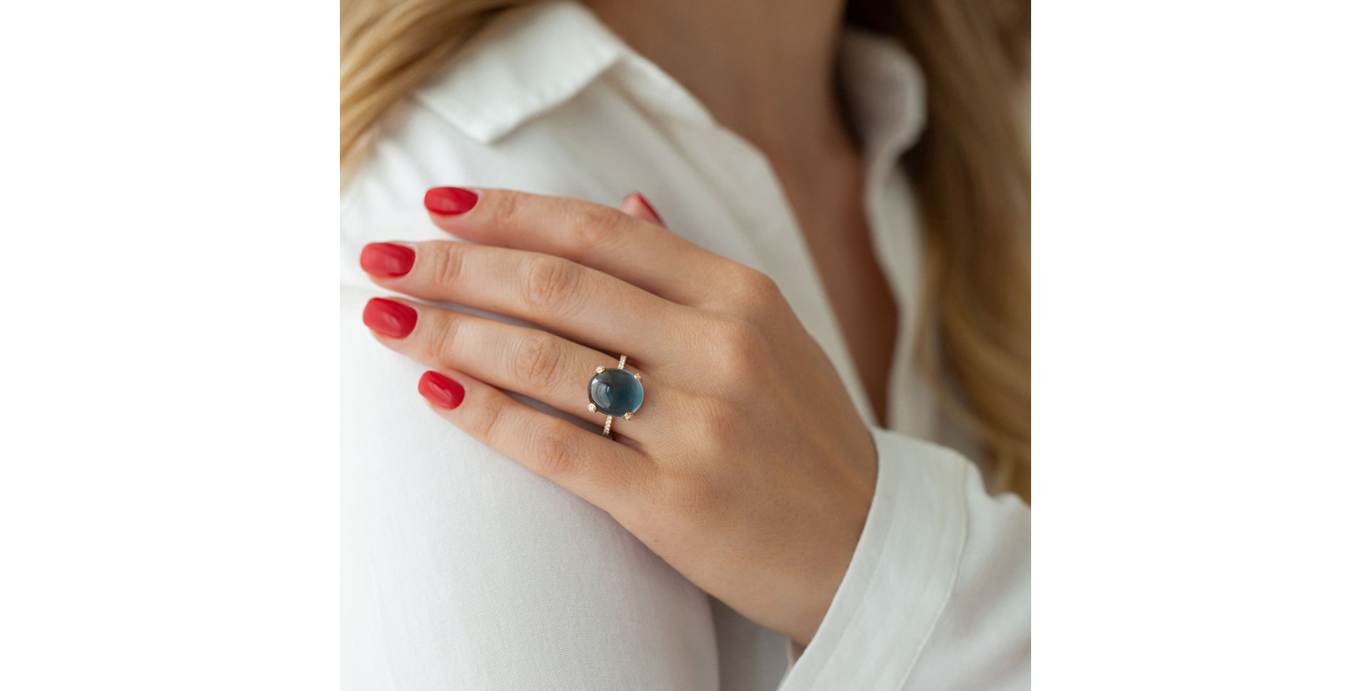 Prsten s růženínem a diamanty Niche