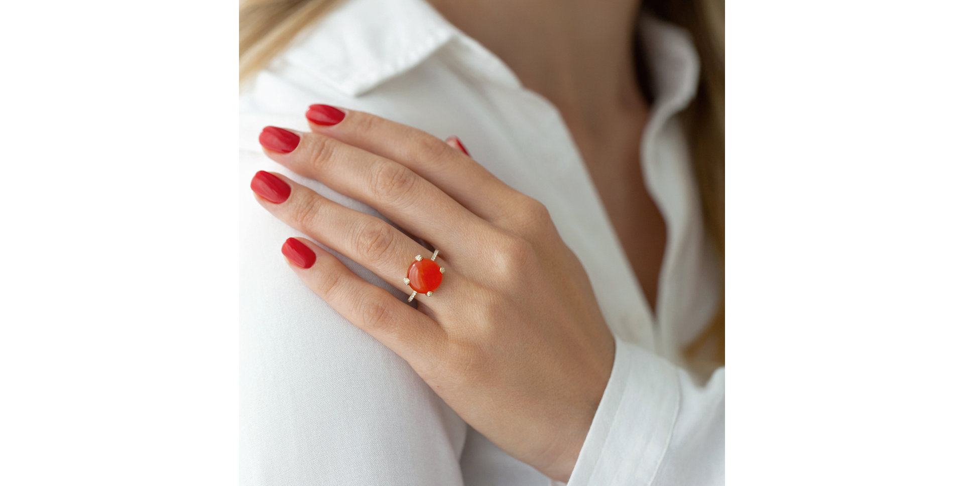 Prsten s karneolem a diamanty Allure Drop