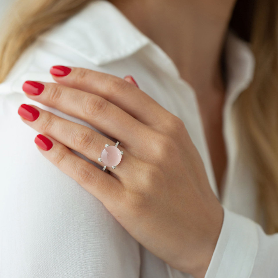 Prsten s růženínem a diamanty Divine Drop