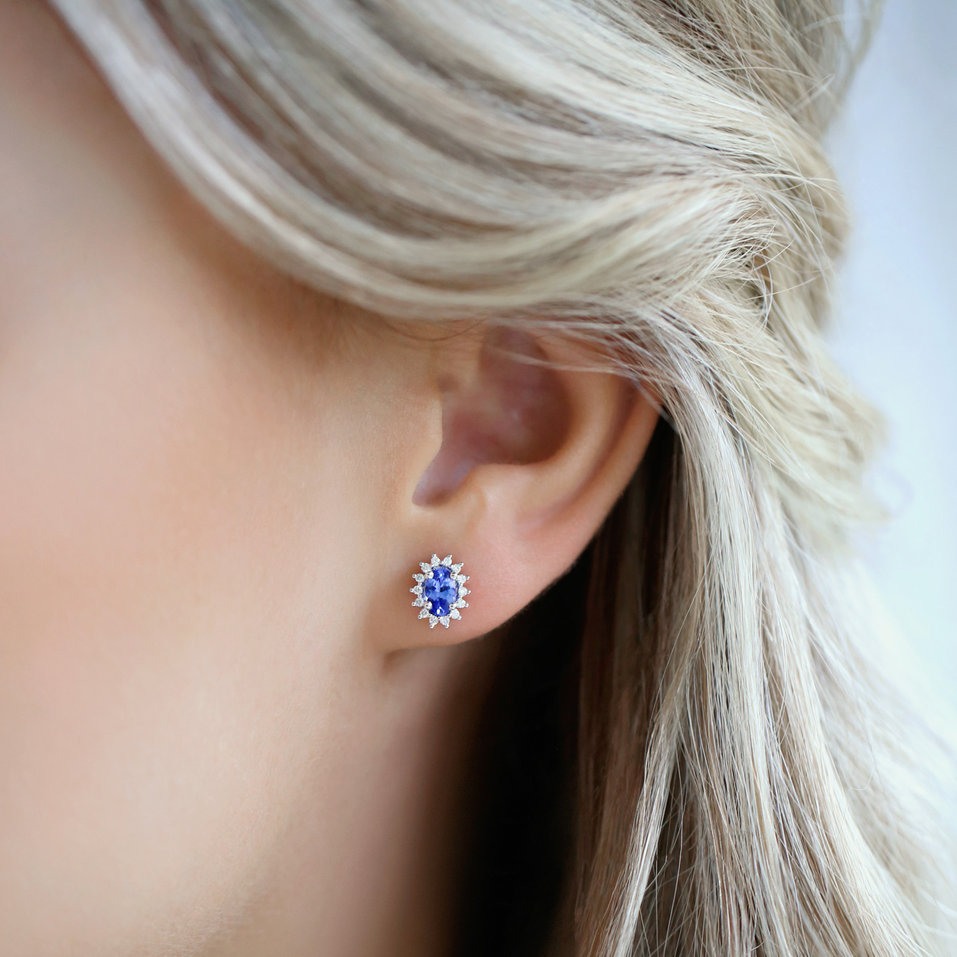 Náušnice s tanzanitem a diamanty Princess Sparkle