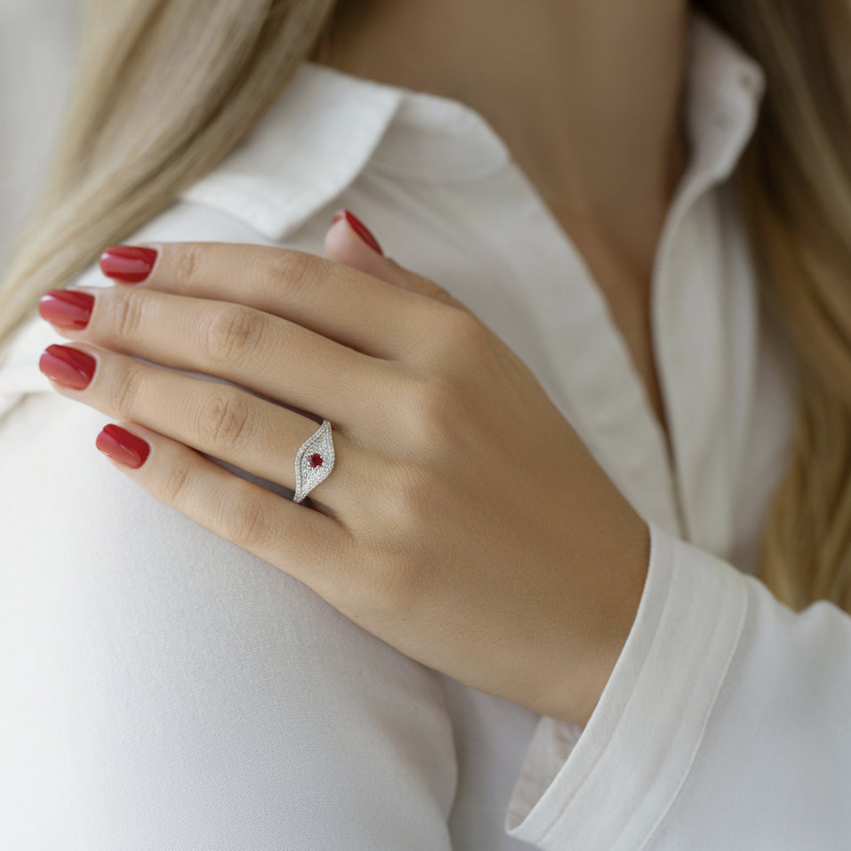 Prsten s rubínem a diamanty Bright Vision