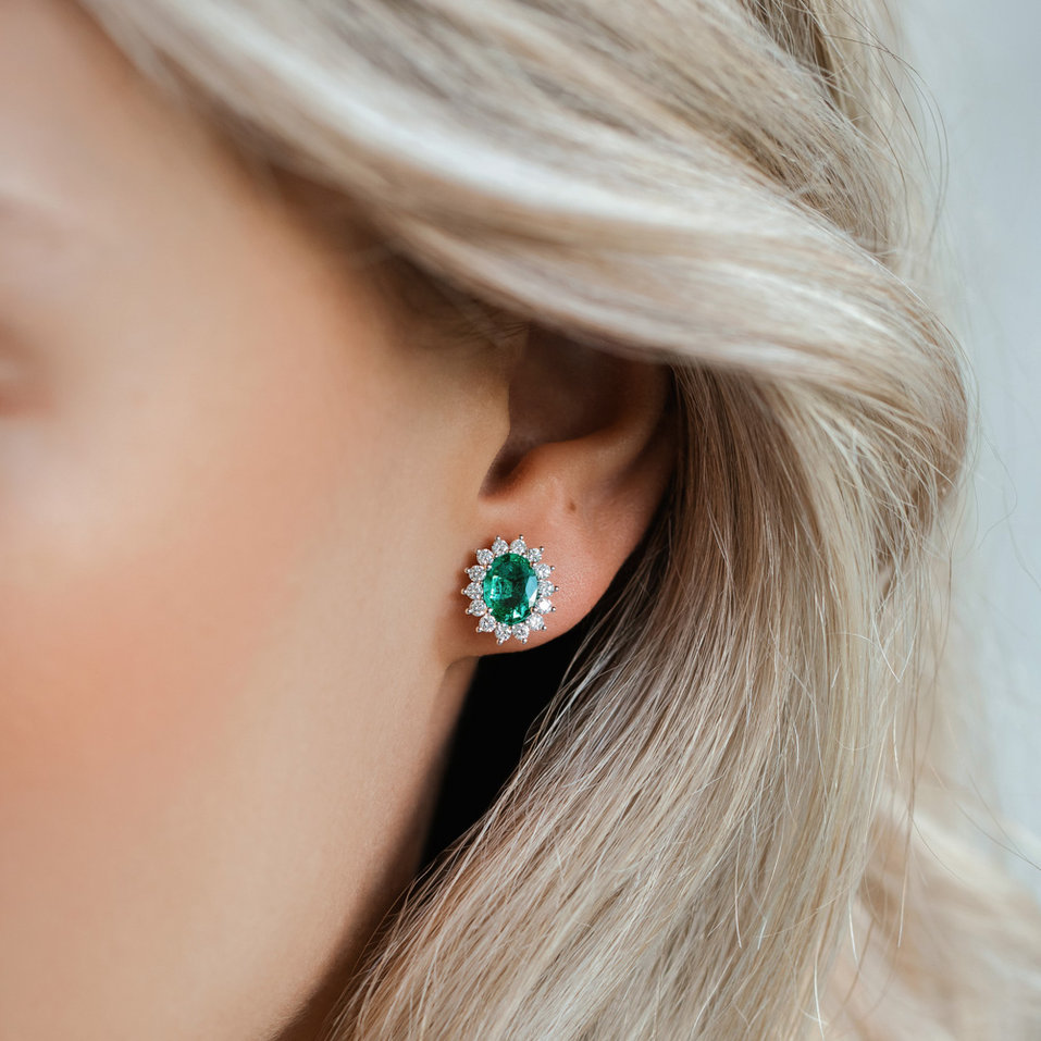 Náušnice se smaragdem a diamanty Princess Sparkle