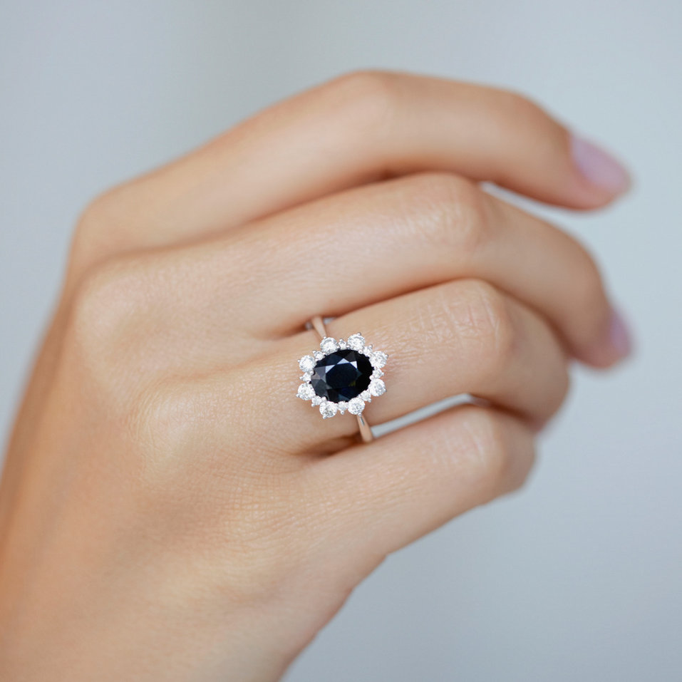 Prsten se safírem a diamanty Princess Gem