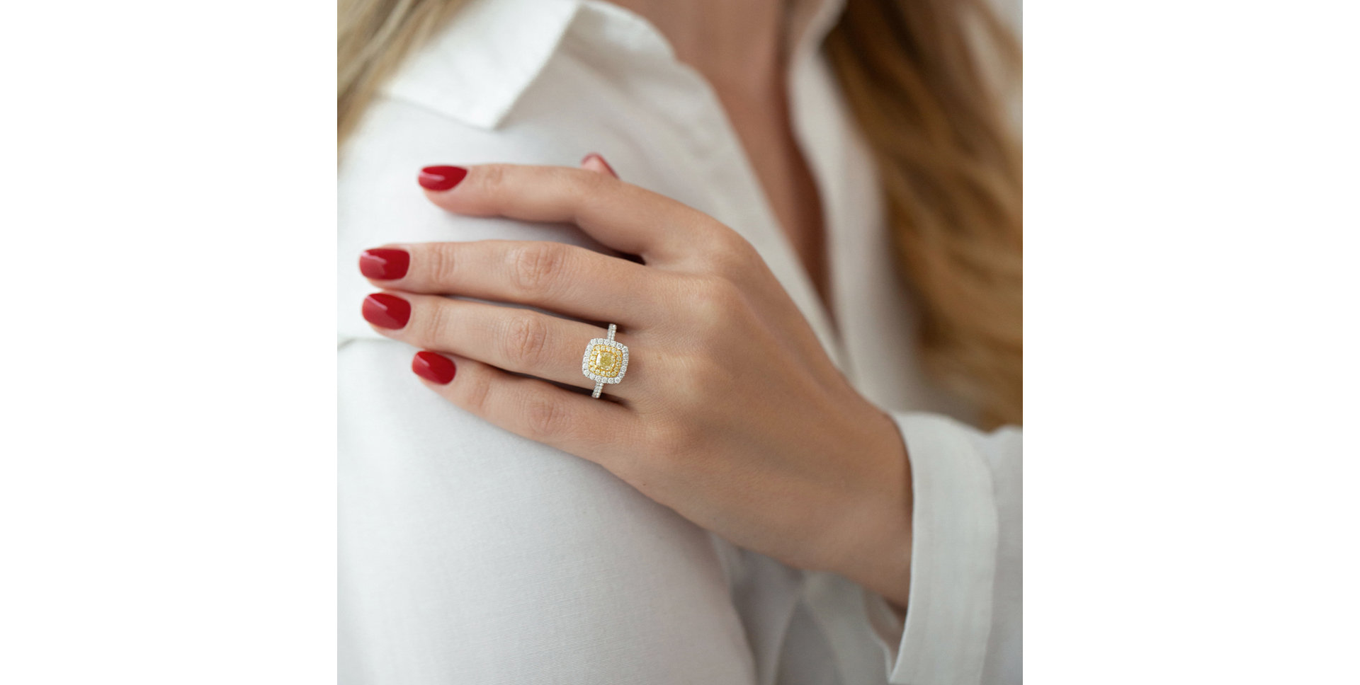 Prsten s bílými a žlutými diamanty Sparkling Rise