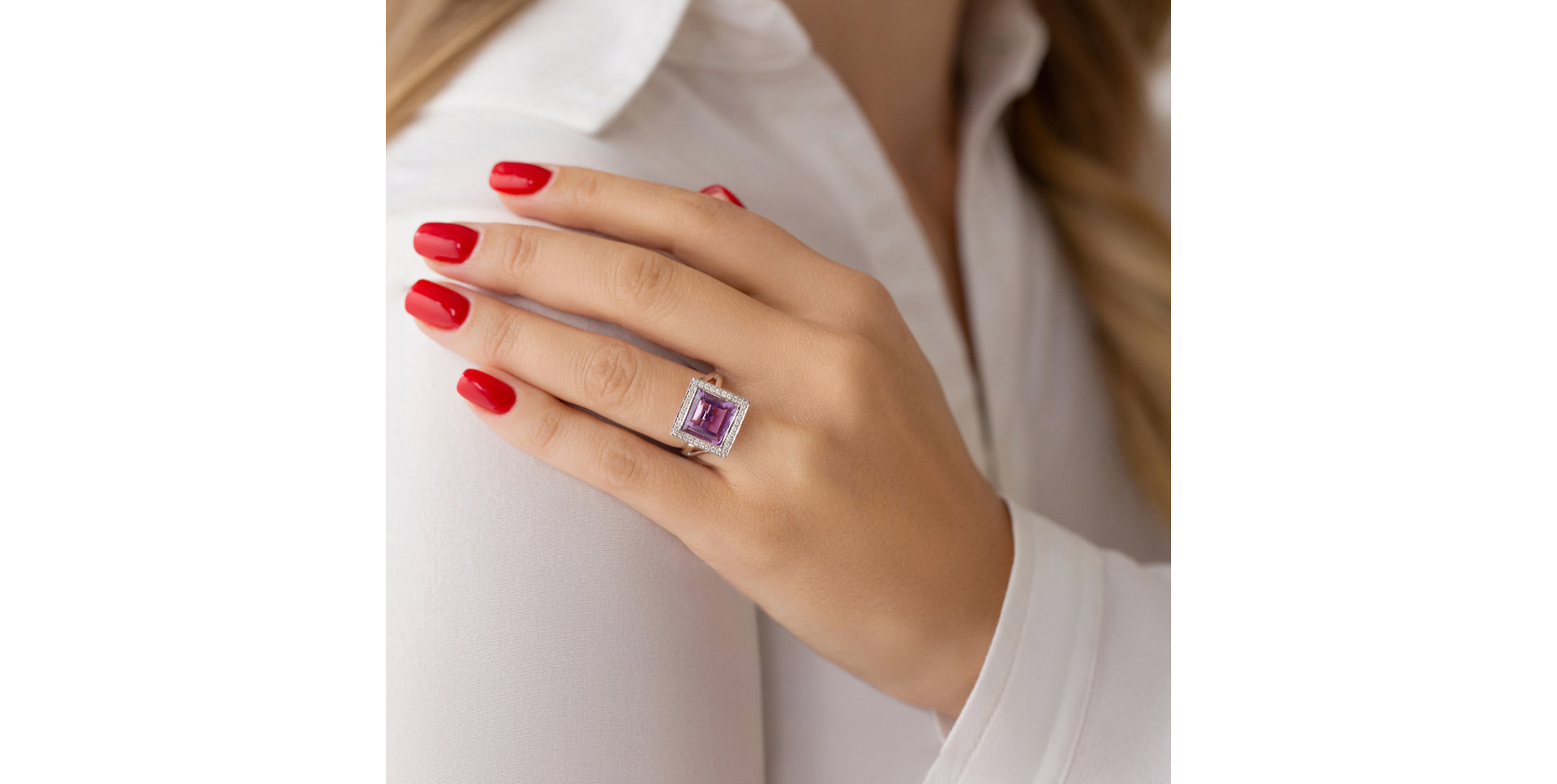 Prsten s ametystem a diamanty Loria