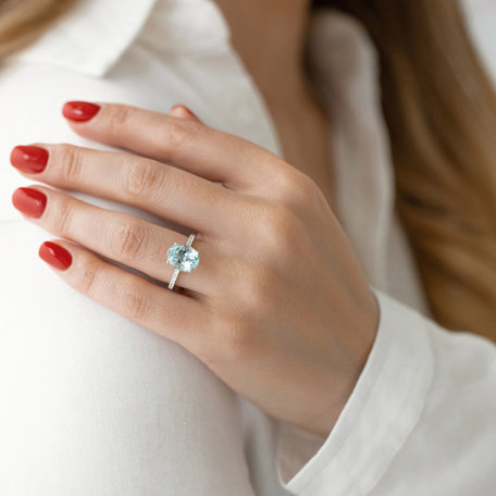 Prsten s akvamarínem a diamanty Luxury Embrace