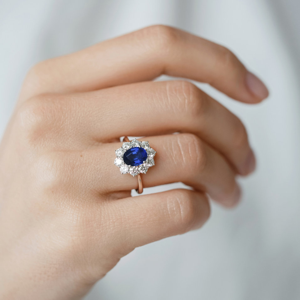 Prsten s safírem a diamanty Princess Joy