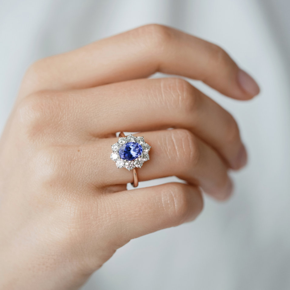 Prsten s tanzanitem a diamanty Princess Joy
