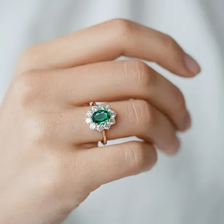 Prsten se smaragdem a diamanty Princess Joy