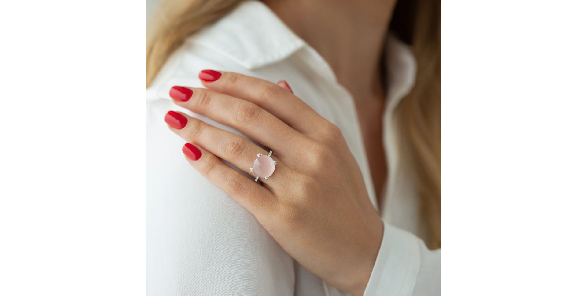 Prsten s chalcedonem a diamanty Divine Drop