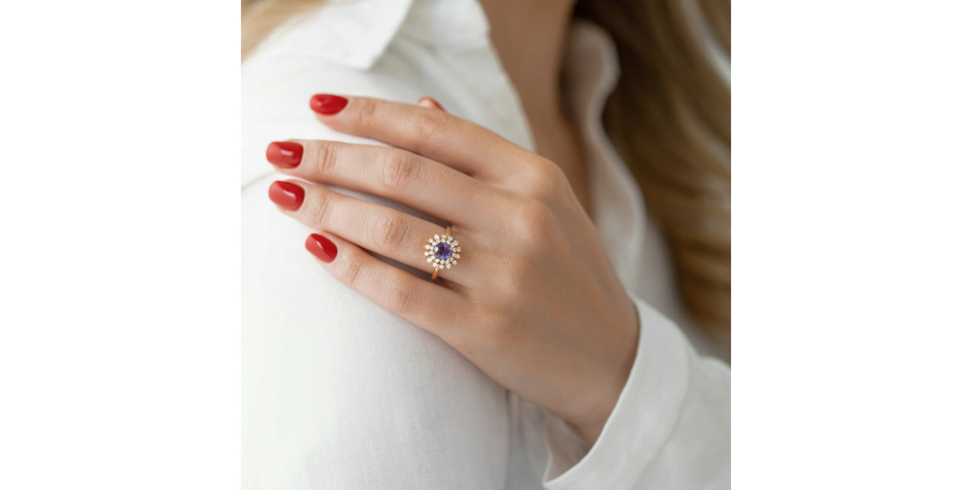 Prsten se smaragdem a diamanty Fairytale Goddess