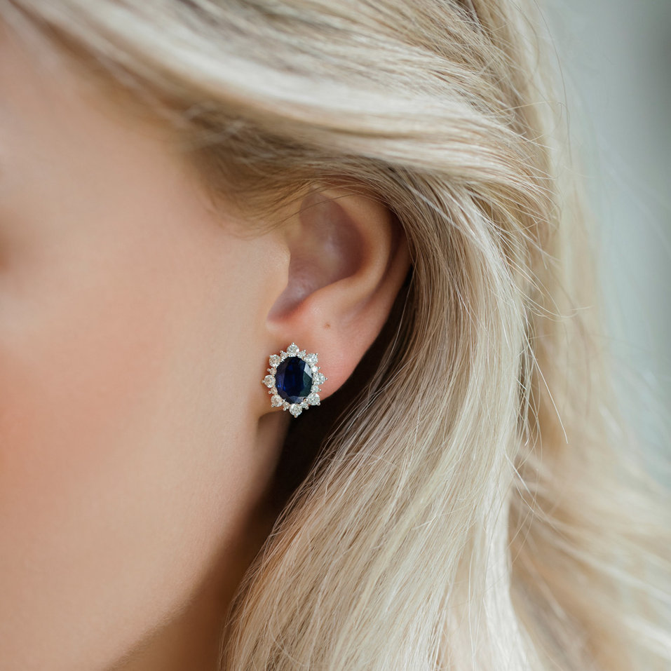 Náušnice s tanzanitem a diamanty Mary Magdalene