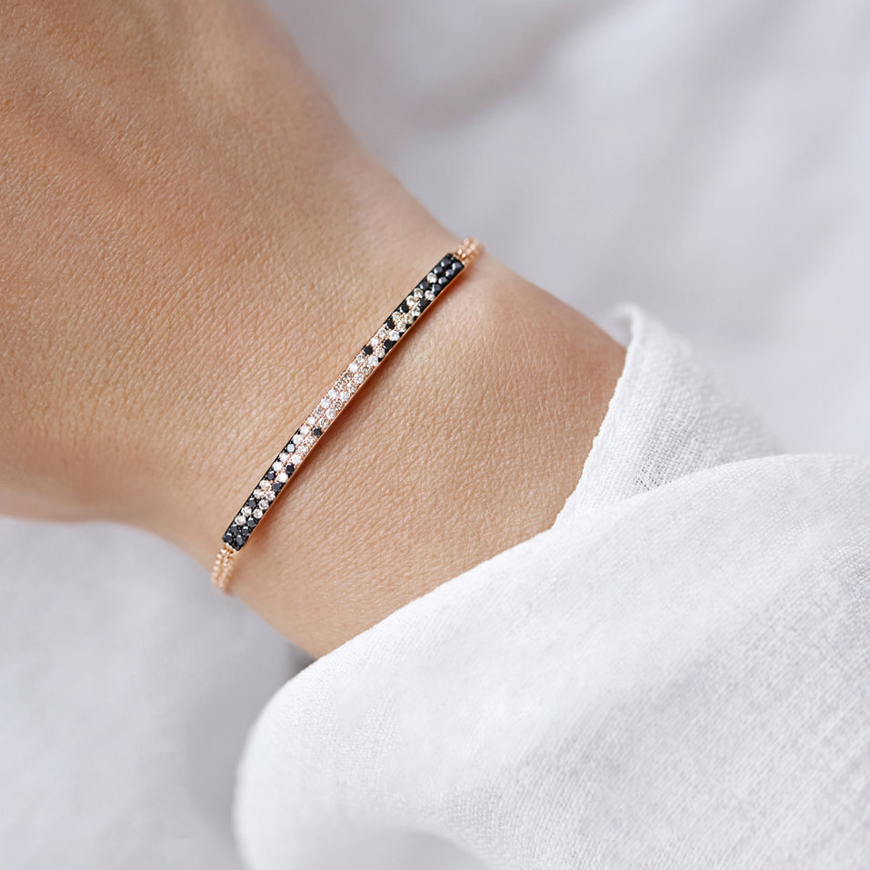 Náramek s bílými, hnědými a černými diamanty Inferno Brilliance