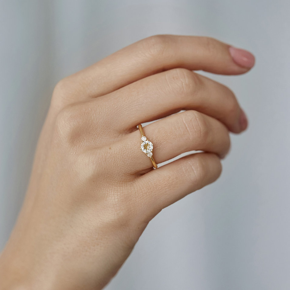 Prsten s diamanty a ametystem Midnight Serenity