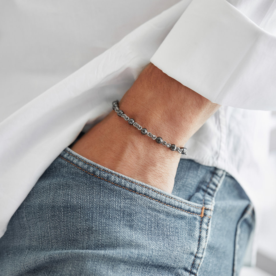 Náramek s bílými a černými diamanty Aristide