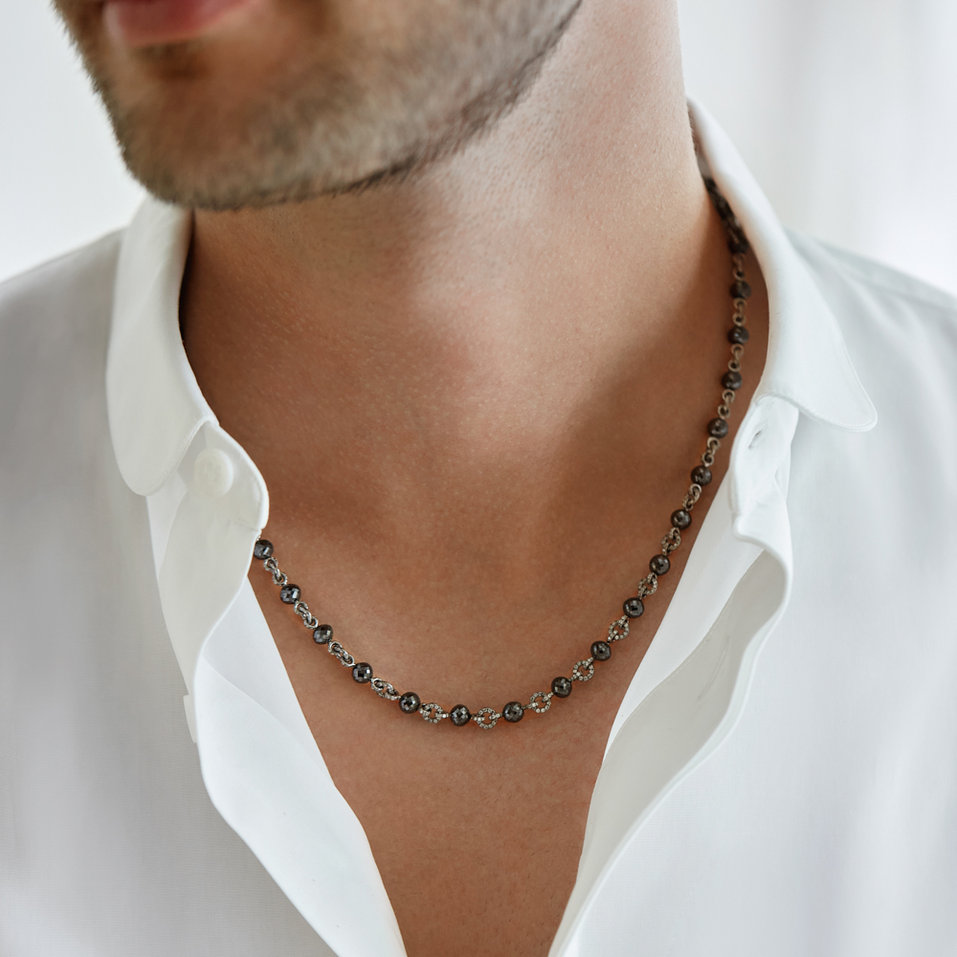 Náhrdelník s bílými a černými diamanty Frozen Night
