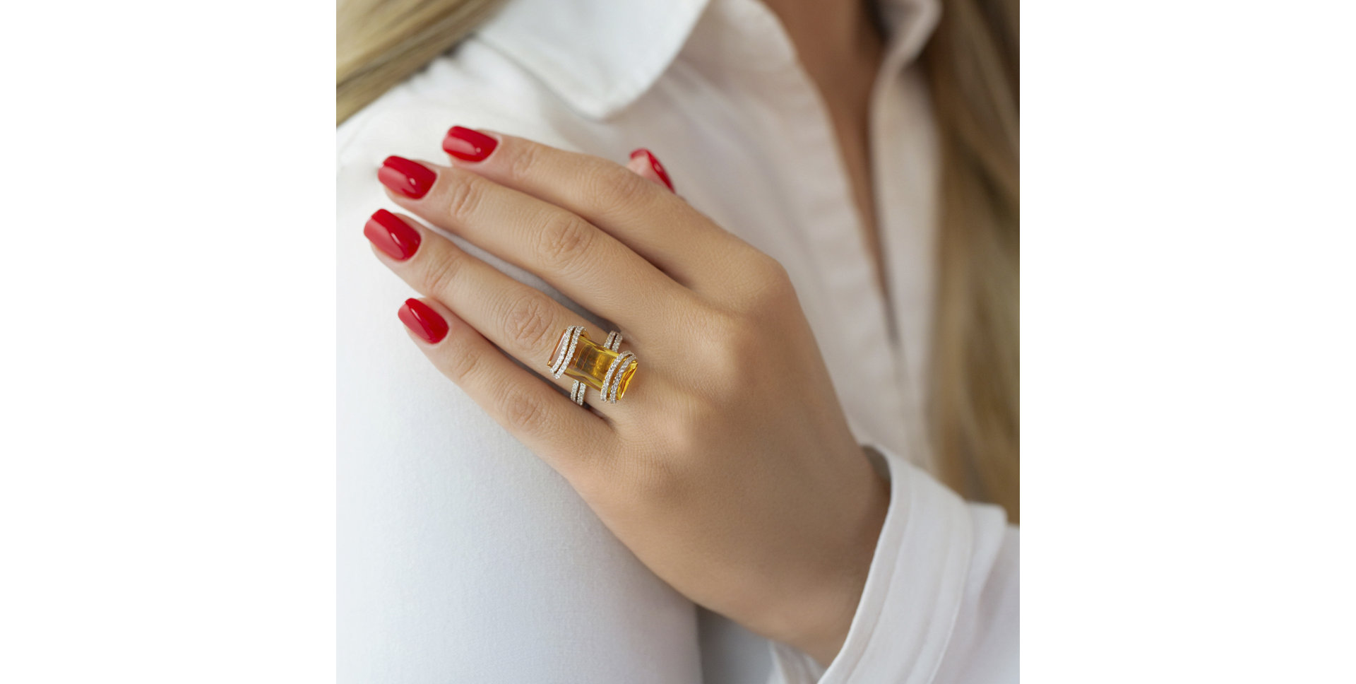 Prsten s citrínem a diamanty Sunny Treasure