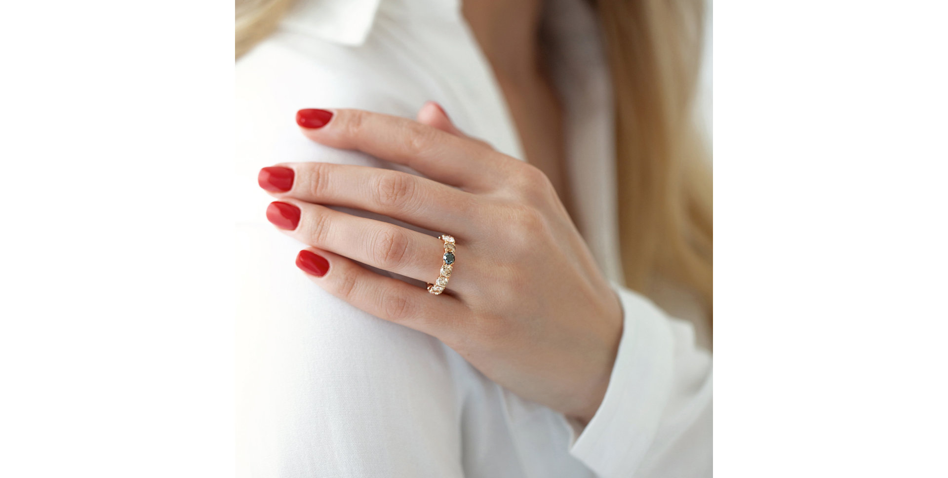 Prsten s hnědými, bílými a černými diamanty Sheer Elegance