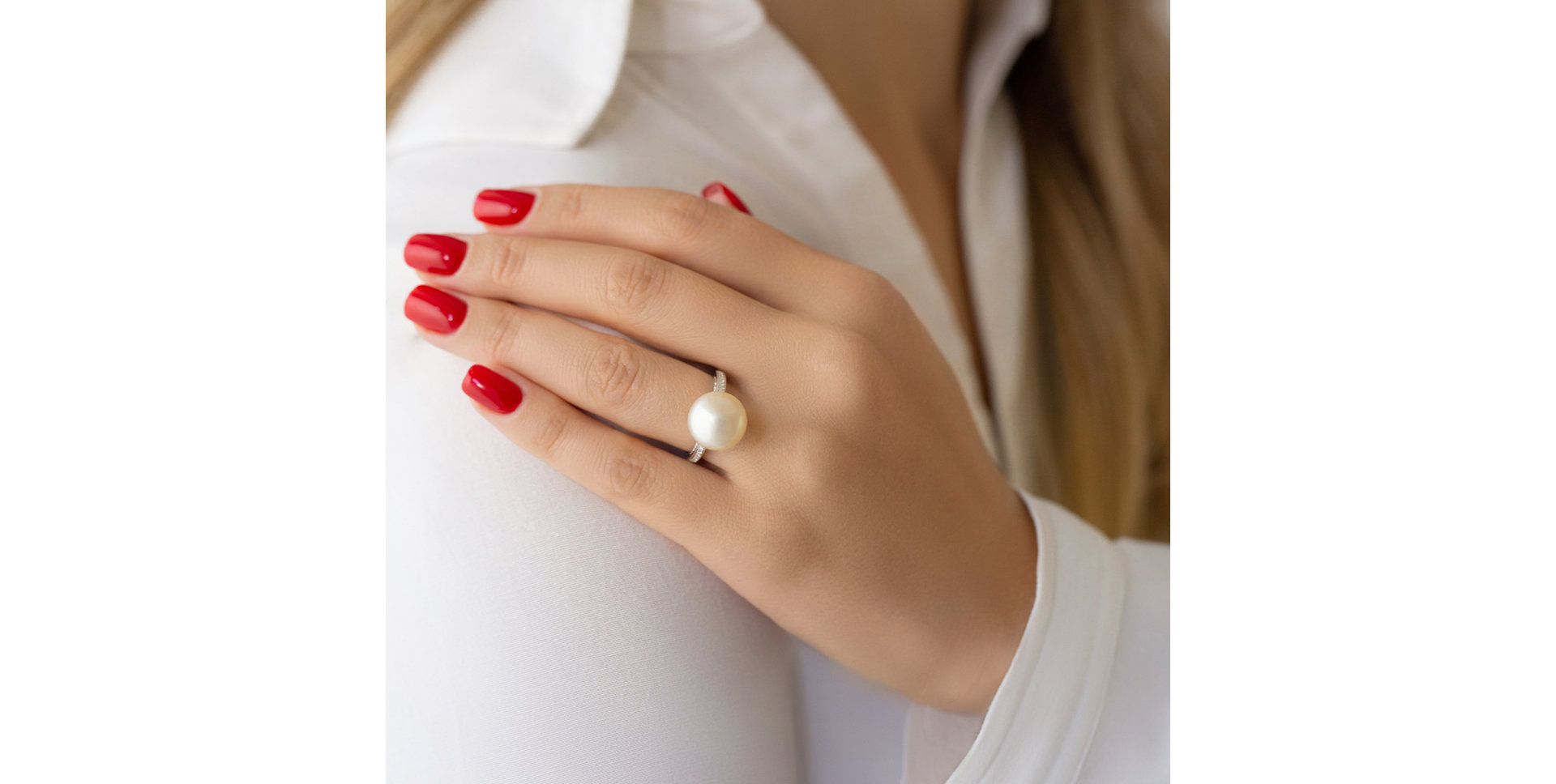 Prsten s perlou a diamanty Magical Shoreline