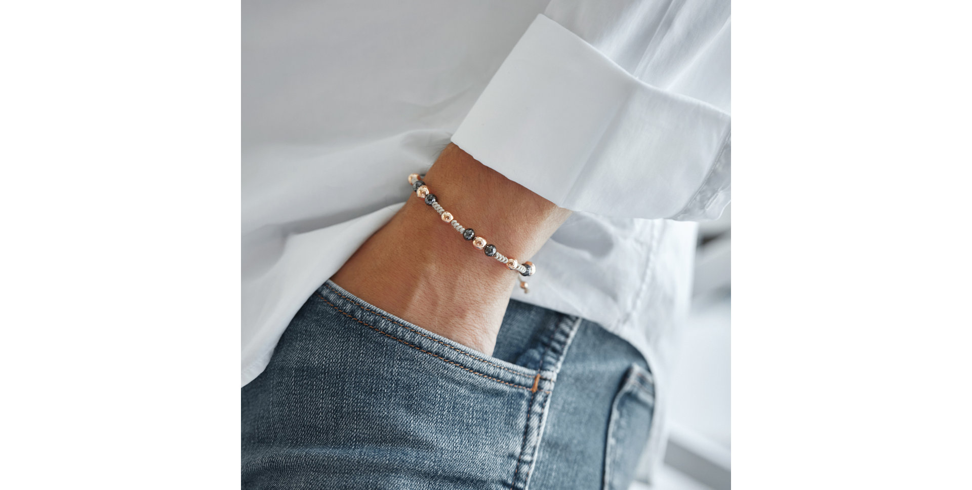 Náramek s černými diamanty Mirror Balls