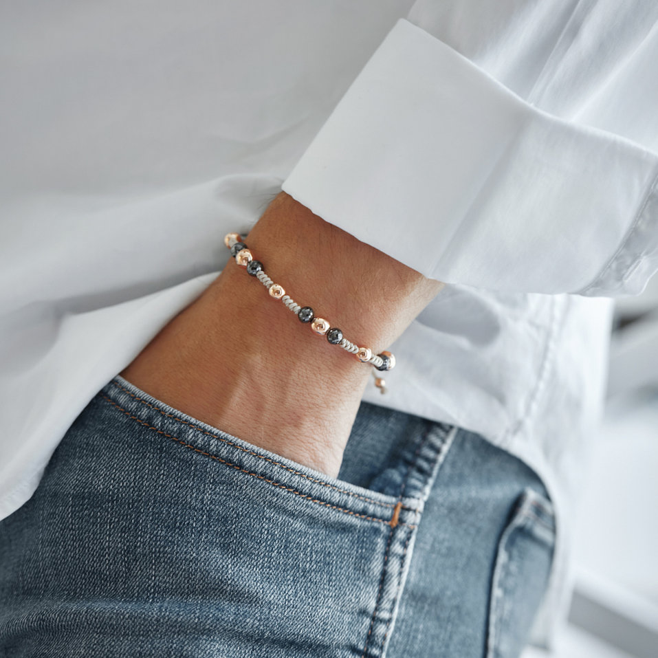 Náramek s černými diamanty Mirror Balls