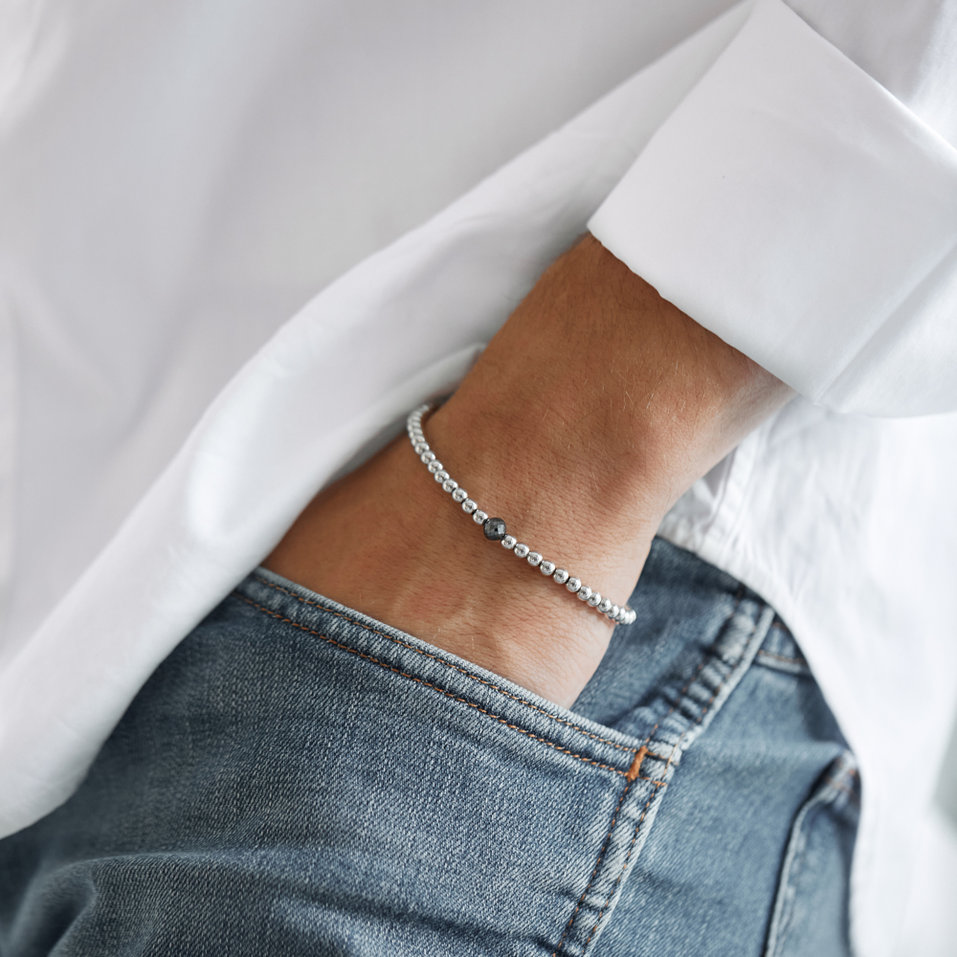 Náramek s černými diamanty Ball Lover