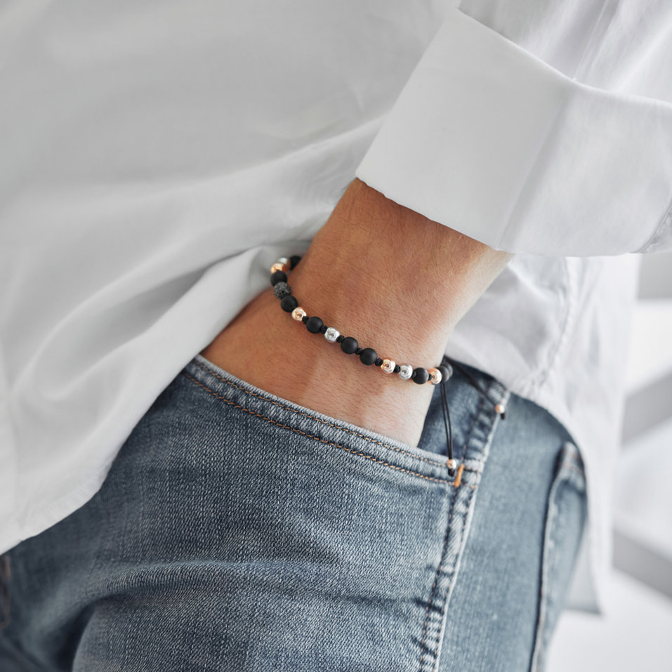 Náramek s acháty a černými diamanty Black Mamba