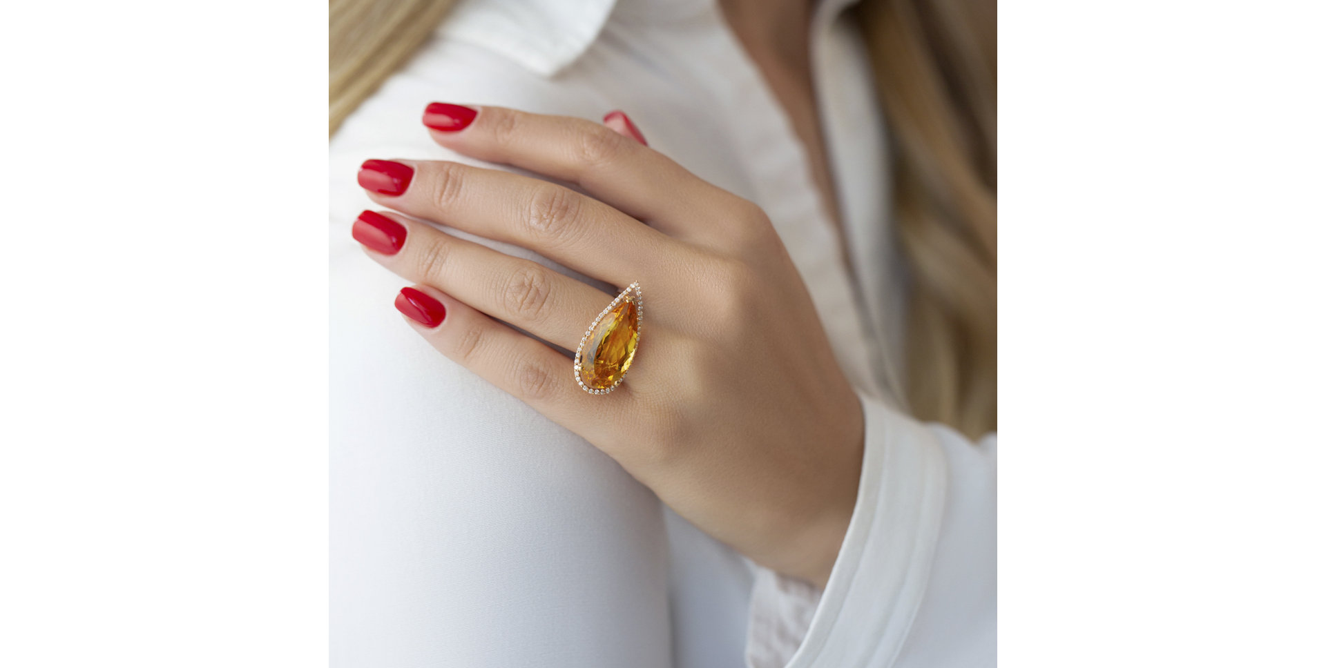 Prsten s citrínem a diamanty Kaylynn