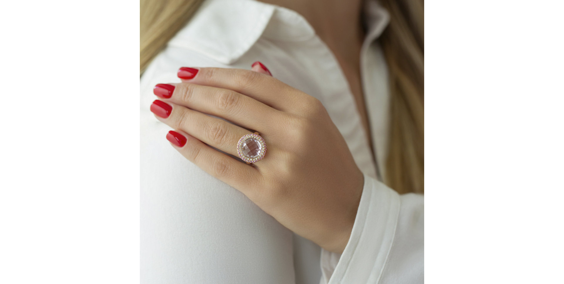 Prsten s ametystem, diamanty a safíry Fontanna