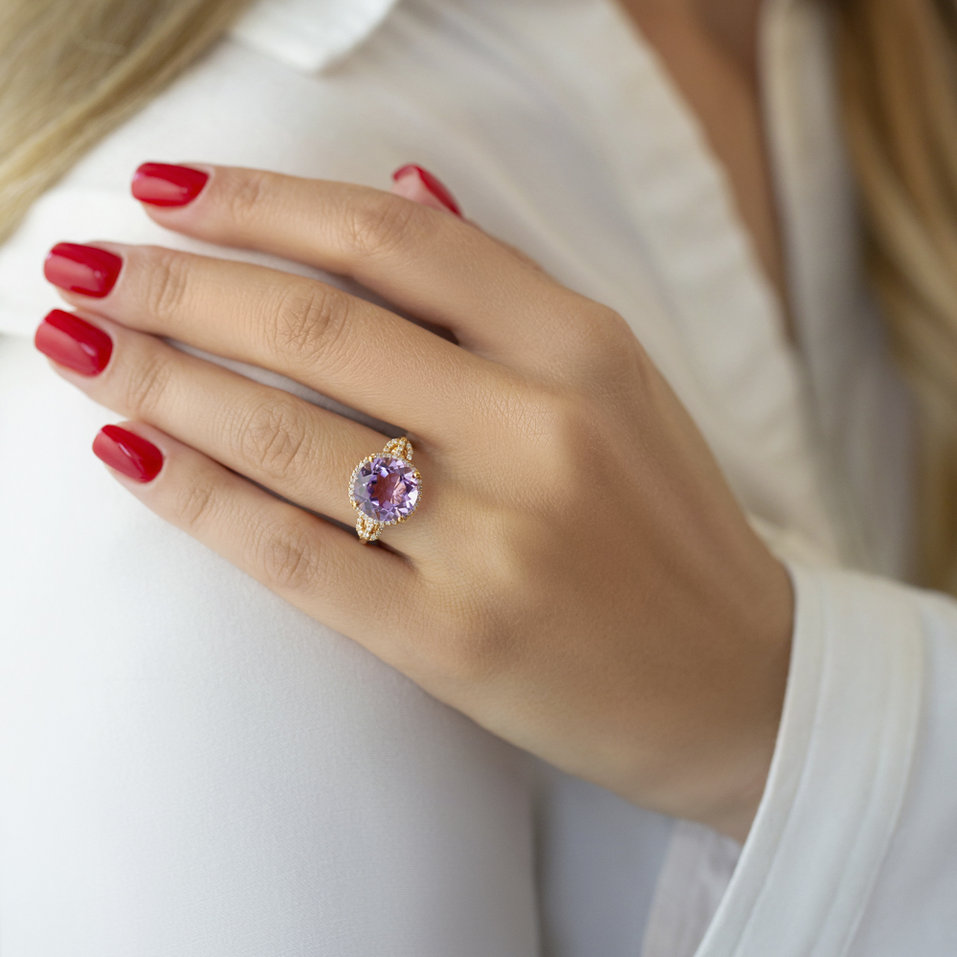 Prsten s ametystem a diamanty Ammeline