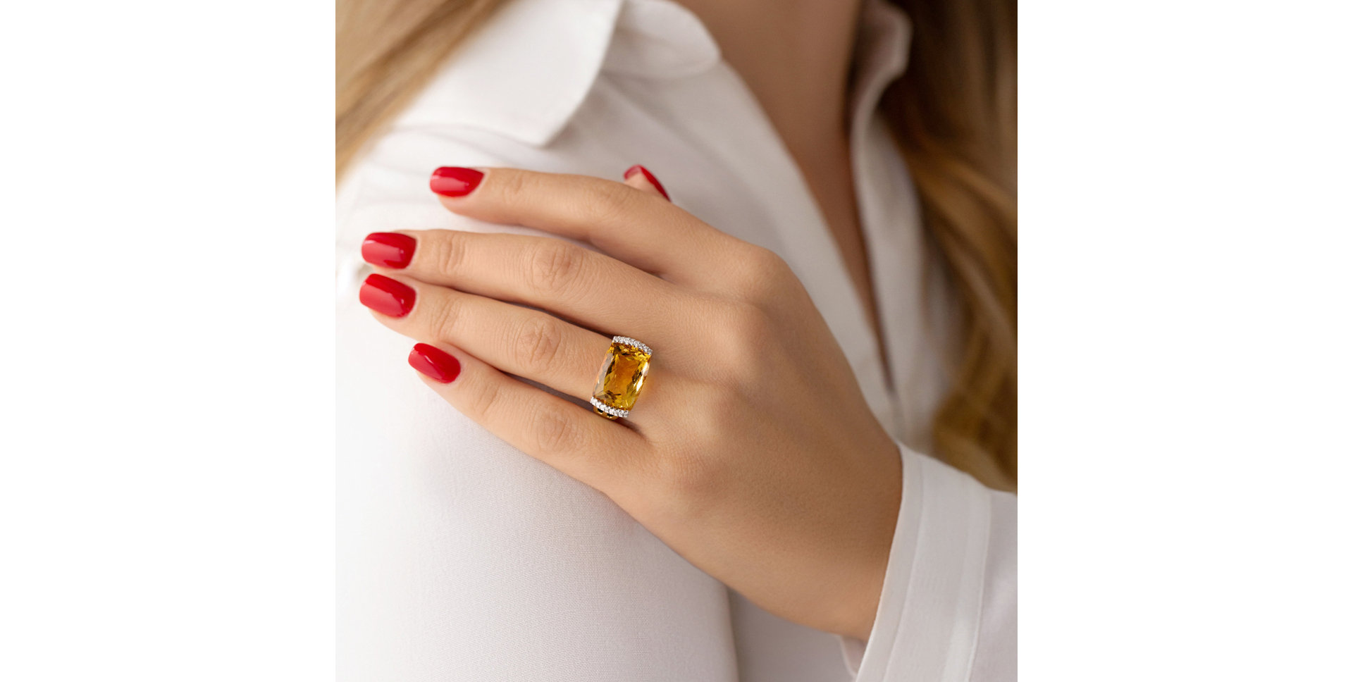 Prsten s citrínem a diamanty Cleantha