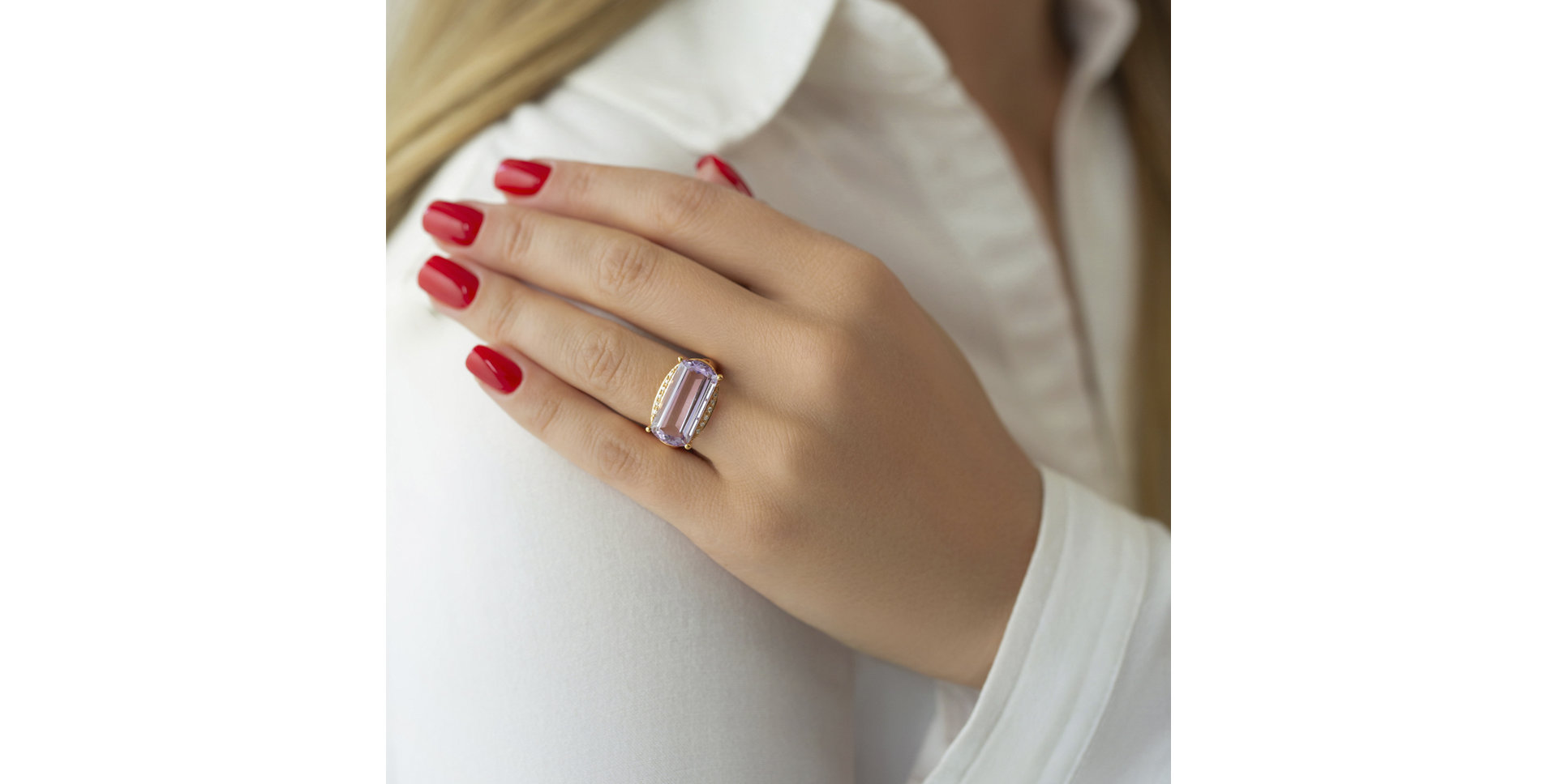 Prsten s ametystem a diamanty Tasha