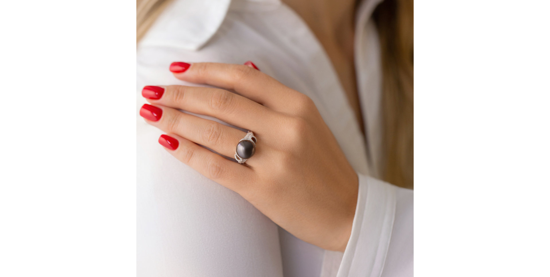 Prsten s perlou a diamanty Maia